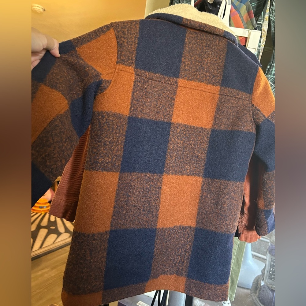 COTTON ON Kids plaid “wool” coat size 7-8 Yr old. NWOT. Faux “Shearling” lined. - Picture 3 of 8